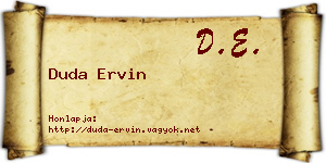 Duda Ervin névjegykártya